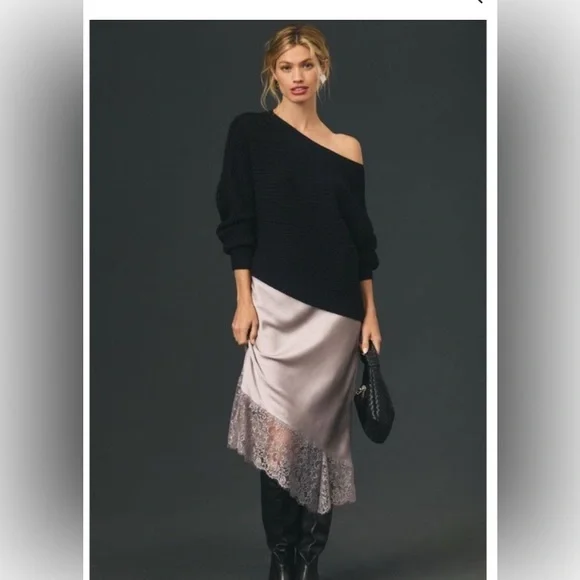 By Anthropologie Asymmetrical Cropped Pullover Sweater Size S. - Picture 1 of 6